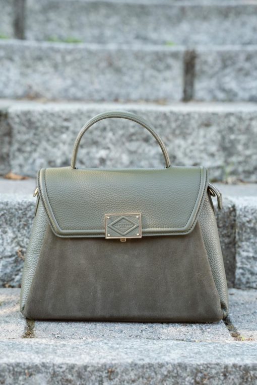 Large Satchel bag with suede flap