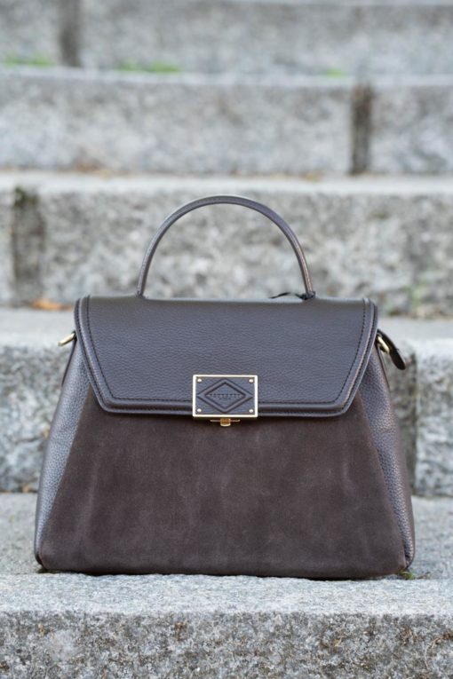 Large Satchel bag with suede flap