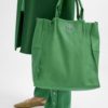 Jasmia, leather shopper tote green