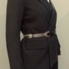 Black leather belt with gold