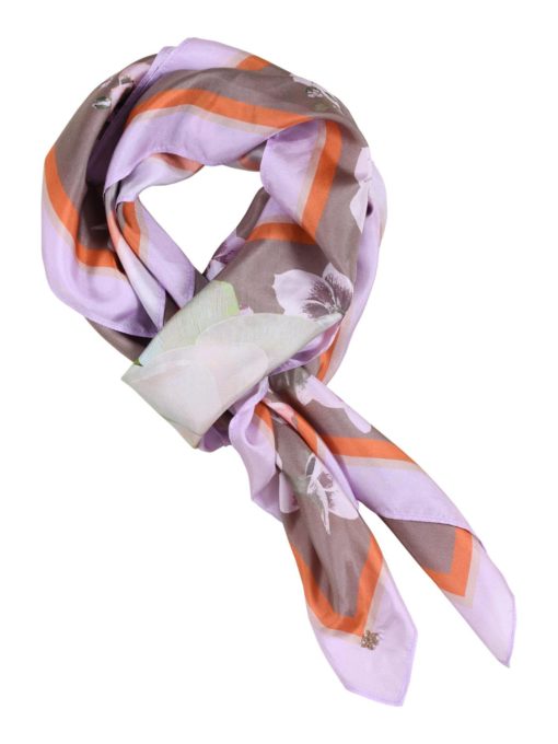 Allis, printed silk scarf light brown