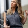 Antonia top grey denim