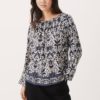 Semira Blouse Navy block print