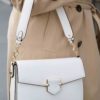 Flapped shoulder bag White