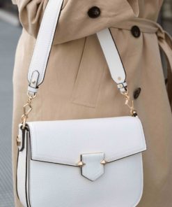Flapped shoulder bag White