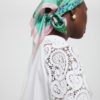Allis, printed silk scarf Green print