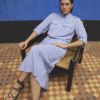 Britney, long bias cut dress Xenon blue