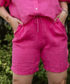 181017, shorts, linen pink fucsia