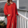 Eisa shirt dress, linen warm red