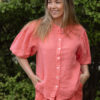 Clara, button blouse, linen water melon