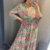 Vilde, dress pink/green pattern