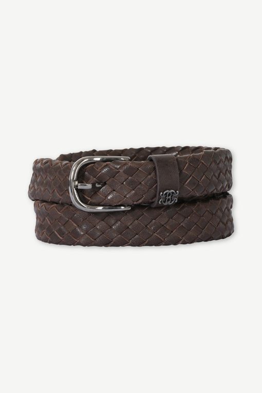 Cora, braided leather belt Animal fur