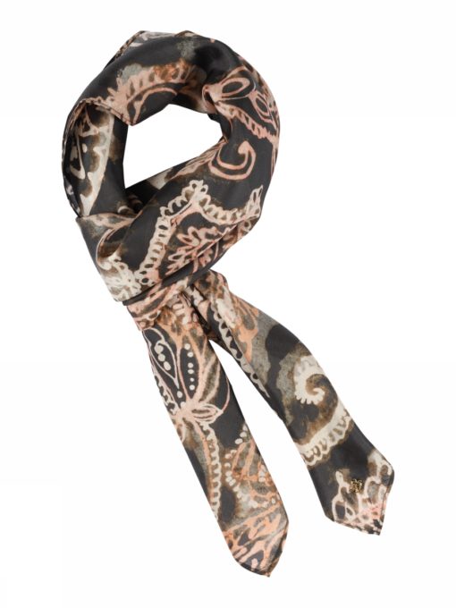 Allis, printed silk scarf Dark grey