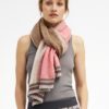 Etine, stripe lurex scarf Rose coral