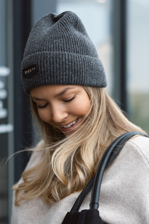 Day Logo Patch Knit Hat Dark Grey Mel
