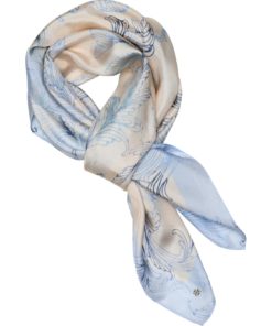 Allis, printed silk scarf - Sand blue