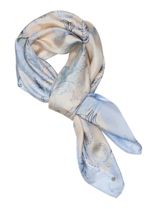 Allis, printed silk scarf - Sand blue