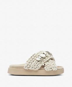 Inuikii woven slipper w.stone - White