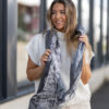 Joory, printed silk scarf - Dark grey