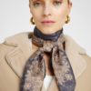 Allis, printed silk scarf - Grey/sand