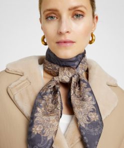 Allis, printed silk scarf - Grey/sand