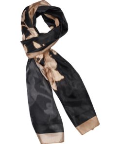 Joory, printed silk scarf - black/sand