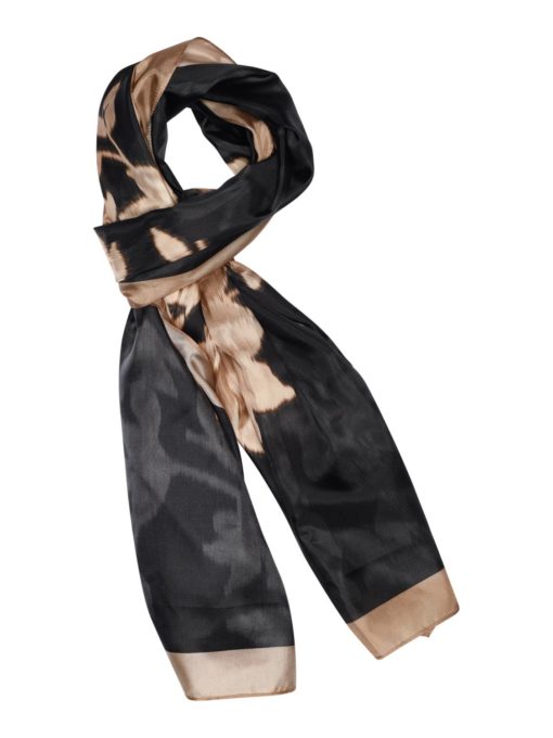 Joory, printed silk scarf - black/sand