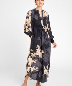 Hali, long dress - black/sand