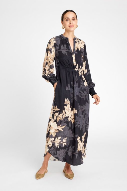 Hali, long dress - black/sand