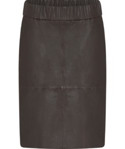 Kiri, short leather skirt - Chocolate