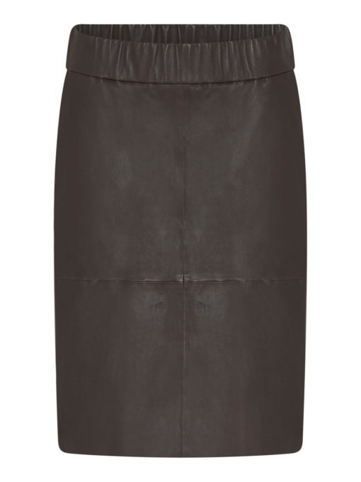 Kiri, short leather skirt - Chocolate