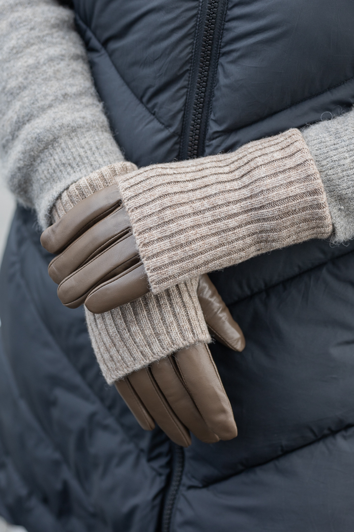 Day Leather knit glove - Major brown