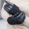 Day Leather knit glove - Black