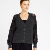 Magda, v-neck knit w. lace - Black