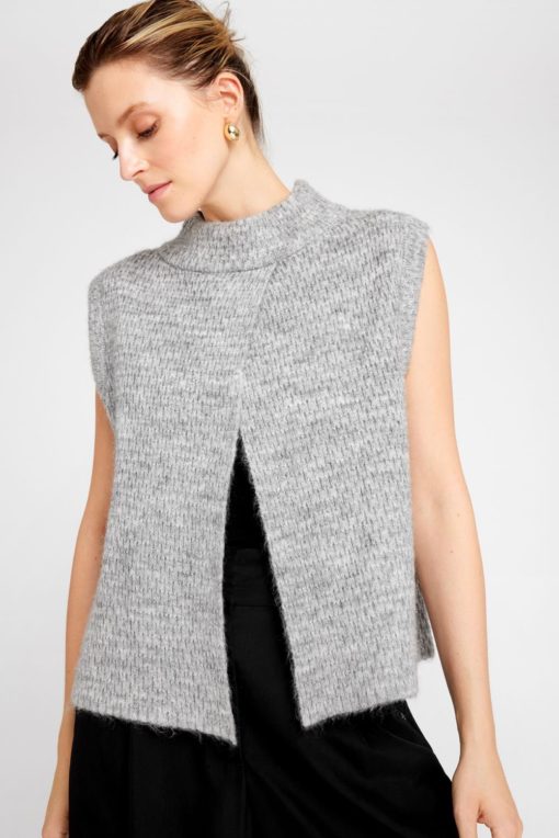 Connie, knit vest - Steel