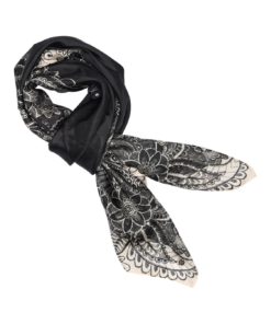 Allis, printed silk scarf - Black/sand