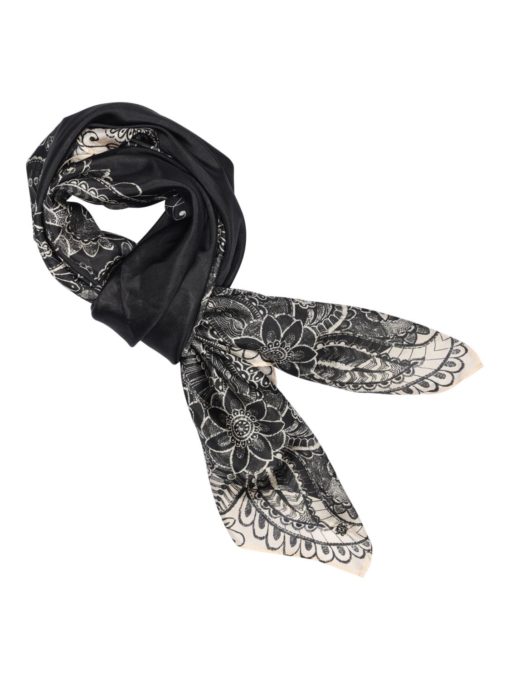 Allis, printed silk scarf - Black/sand