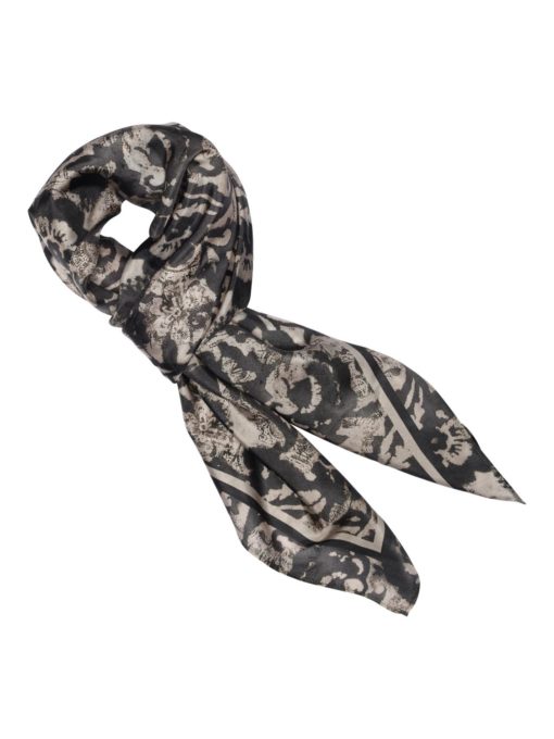 Allis, printed silk scarf - Sand/brown