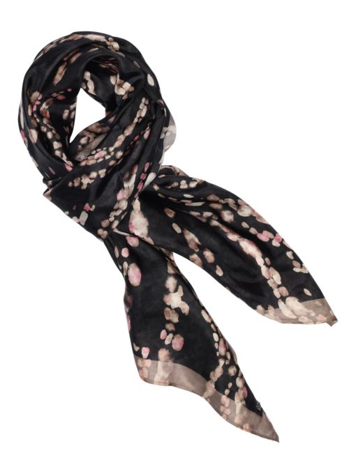 Allis, printed silk scarf - Black/coral