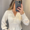 Betri, V-neck blouse - White swan