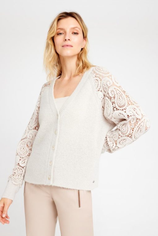 Magda, v-neck knit w. lace - ChateaGray