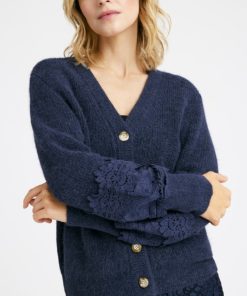 Magda, lace knit cardigan - Blue nights