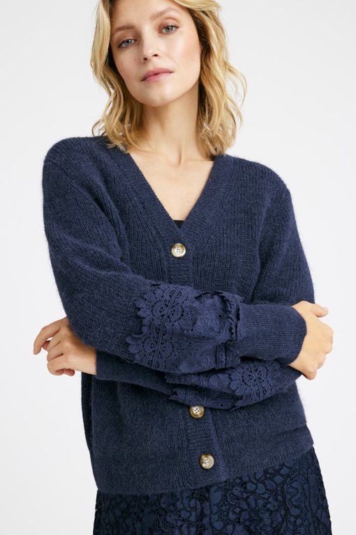 Magda, lace knit cardigan - Blue nights