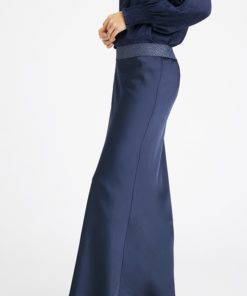 Elly, bias cut long skirt - Blue nights