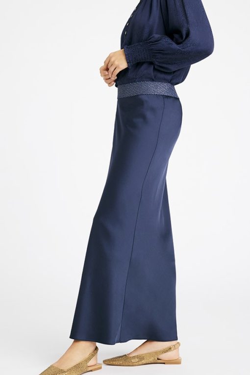 Elly, bias cut long skirt - Blue nights