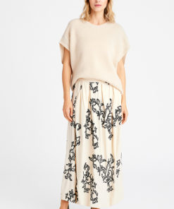 Mabell, long embroidery skirt - Sand