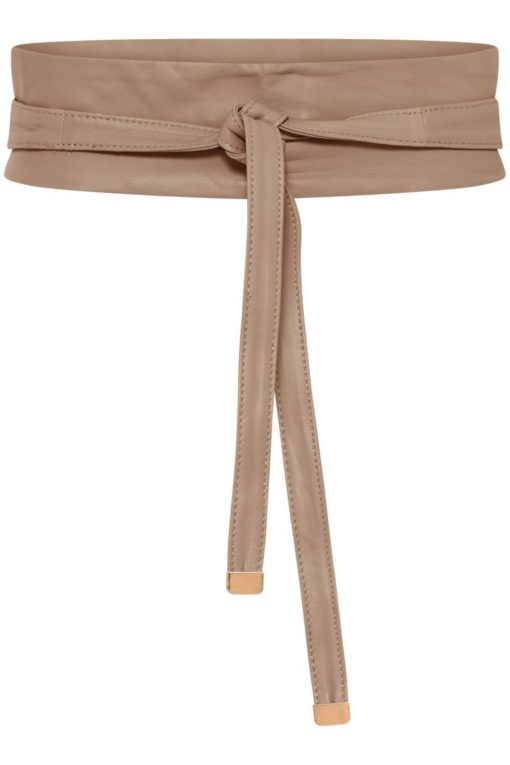 Cam, lamb leather tie belt - Beige