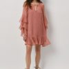 Solstice boho chiffon short dress - Amber glow