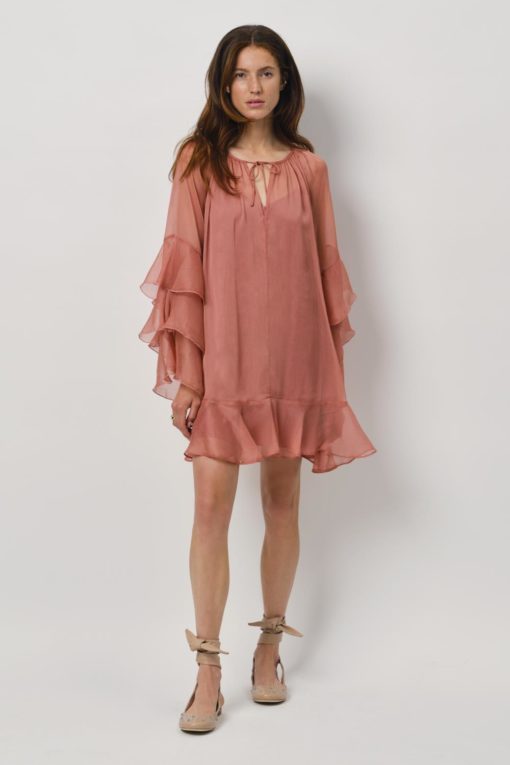 Solstice boho chiffon short dress - Amber glow