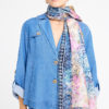 Joory, printed silk scarf - Rose/navy